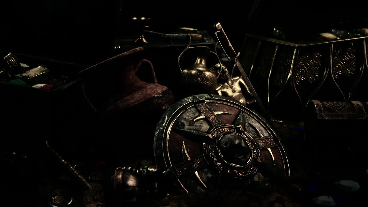 금 동전 이 들어 있는 보물 상자 를 열