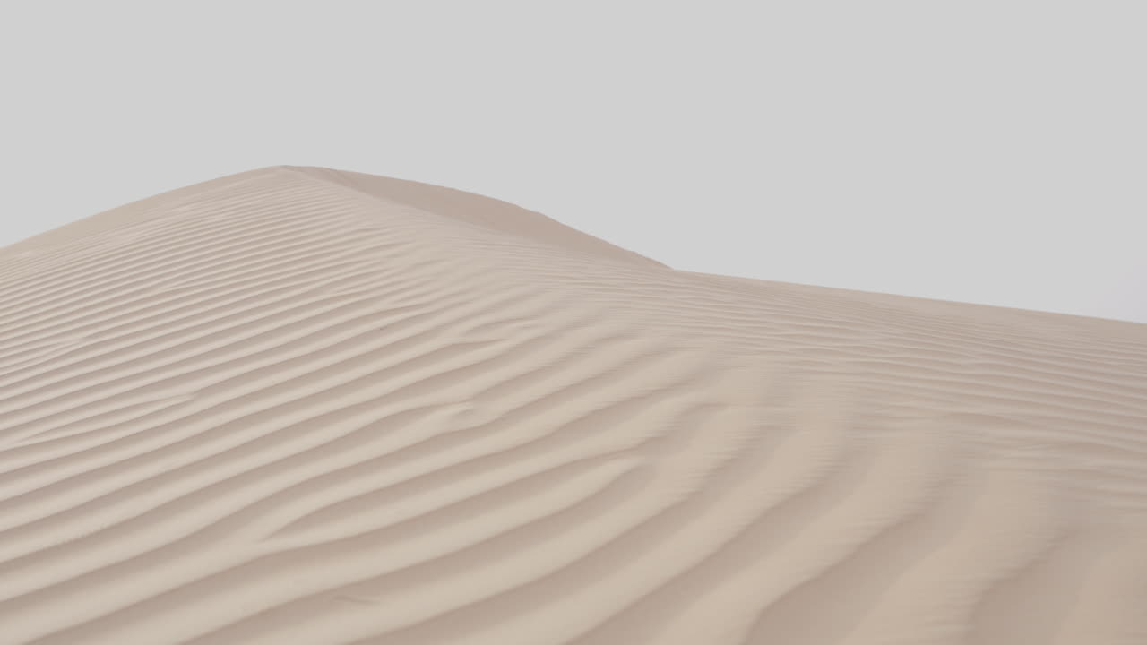 Sandy desert dunes in Oman, smooth, flowing lines in golden sand under bright daylight
