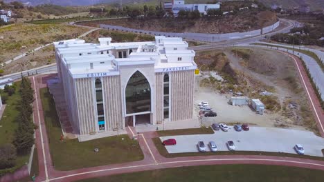 aerial view of a modern university faculty building