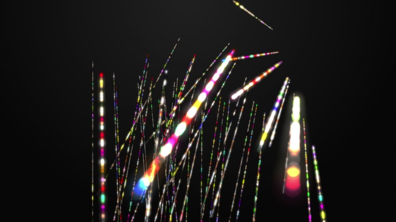 빛나는 줄무 물체와 함께 느린 동작의 미래 애니메이션, 4096x2304 루프 4k