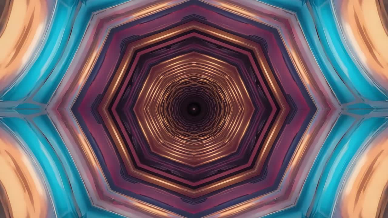 Abstract Colorful Geometric Kaleidoscope Tunnel