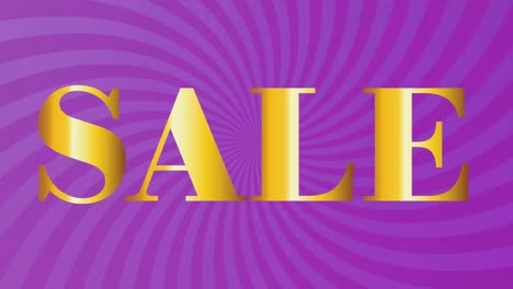 animation of gradient sale text over sunburst pattern against purple background