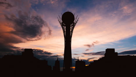 silhouette of a tower at sunset