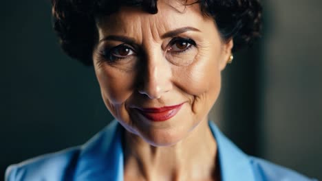 portrait of a beautiful woman with short hair and a warm smile