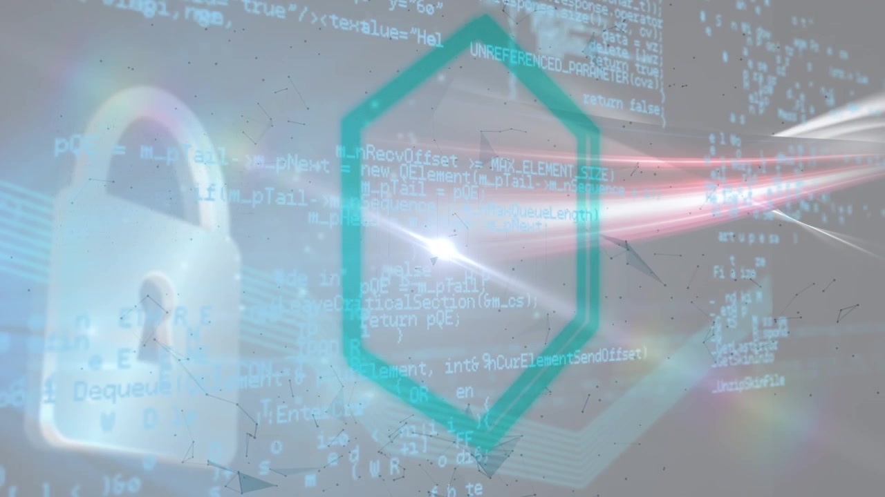 Animación de procesamiento de datos sobre candado