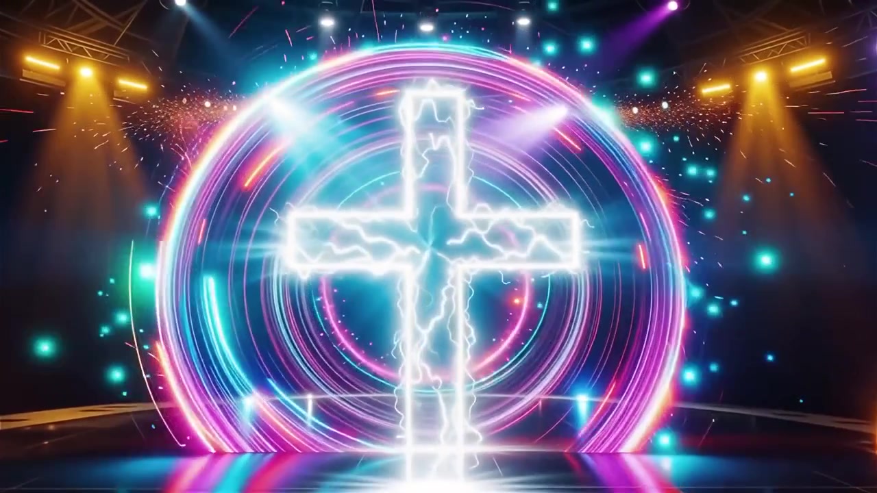 Croce Cristiana Luce Celestiale Sfondo per il Culto.
