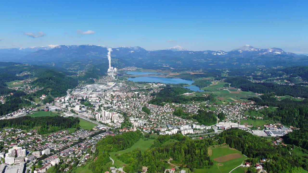 Aerial Panorama View Of Town In Bosnia and Herzegovina