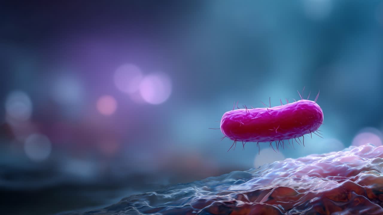 Vibrant Visualization of Bacteria Under Microscope: Close-Up of Colorful Microscopic Life in a Scenery of Soft Focus and Stunning Lighting Effects