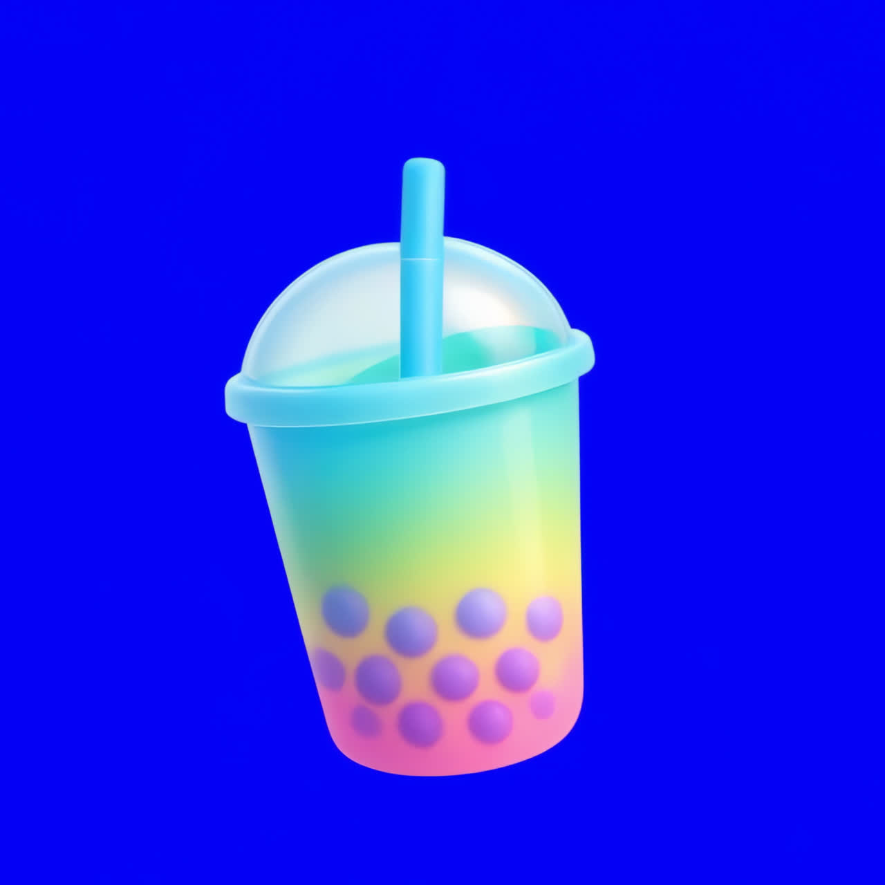 Aset terisolasi animasi ilustrasi bubble tea warna-warni, video 4K transparan, saluran alfa