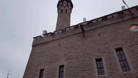 estonia, tallinn raekoja plats, side of the town hall at winter.