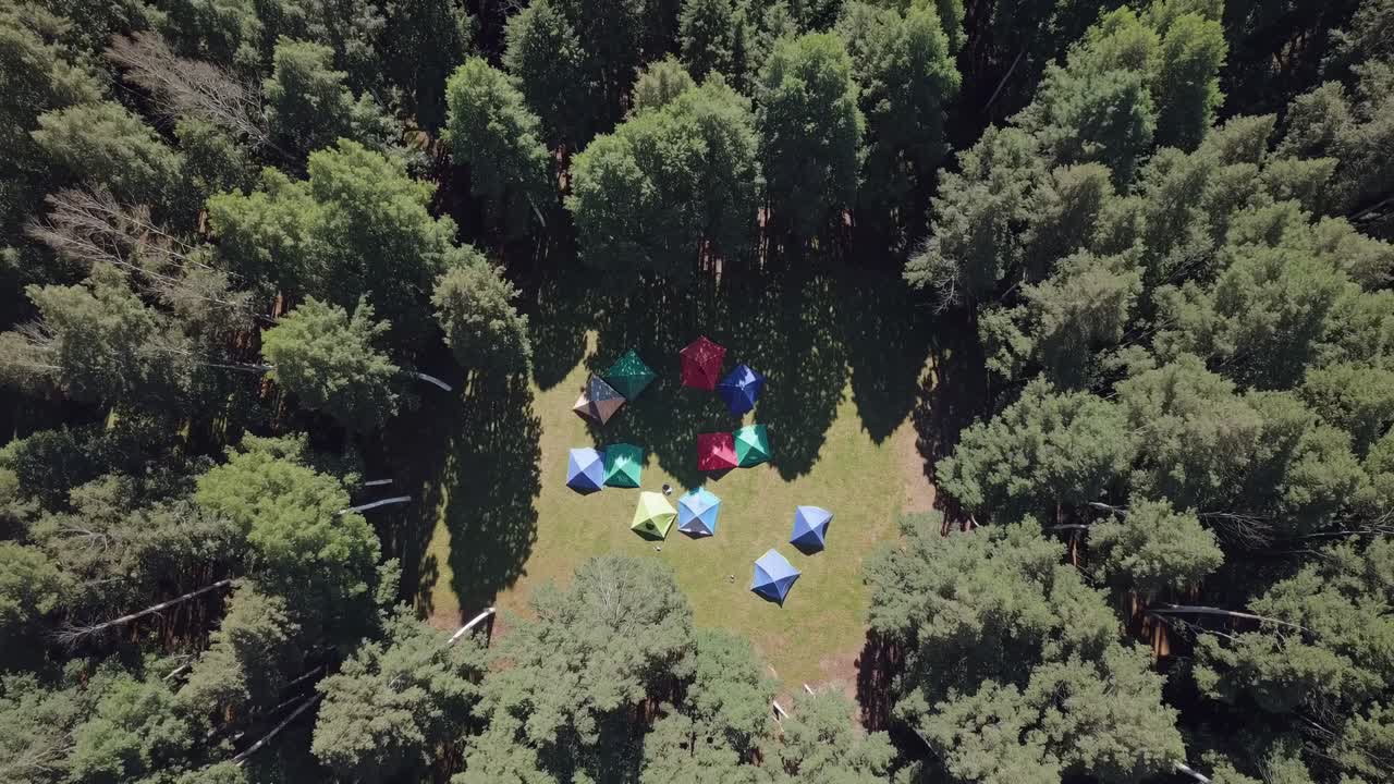 Camping in the Forest - Aerial View
