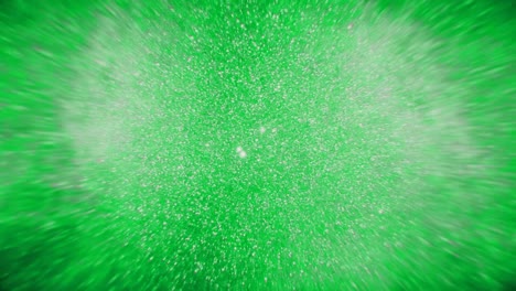 las estrellas viajan por el espacio. un bucle sin fisuras. volar a través de las estrellas, fondo verde.