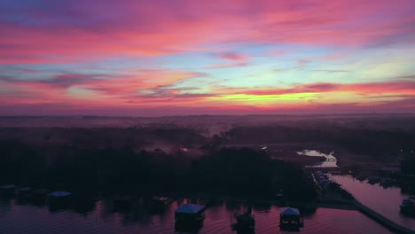 Droning-over-a-pond-at-a-golf-course-in-Point-Clear-Alabama-early-one-morning