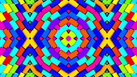 4k fondo en bucle abstracto con estructuras cuadradas simétricas de muchos elementos, bombillas de iluminación, luces de neón multicolores. bucle vj para música, espectáculo festivo o eventos de vacaciones, festivales o conciertos.