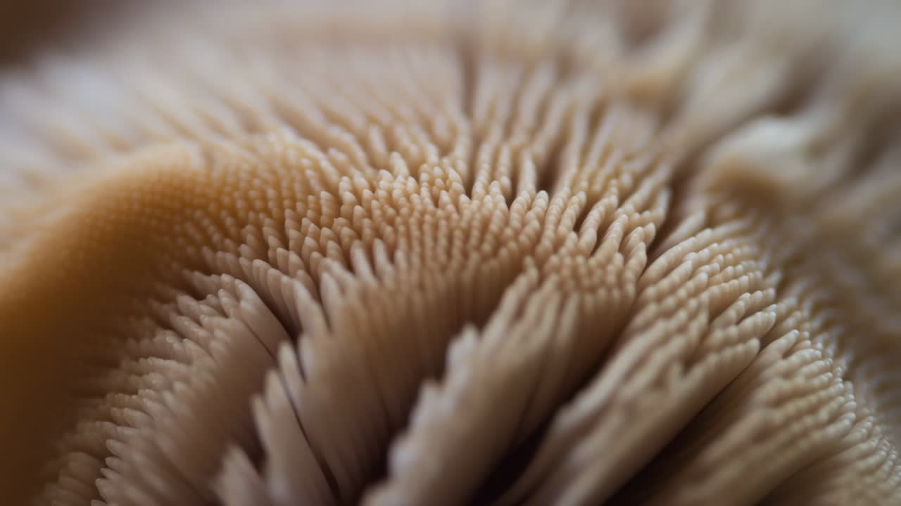 Macro Shot of Mushroom Gills or Fungus Texture