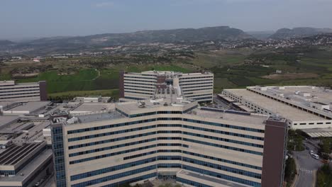 aerial view big hospital blocks