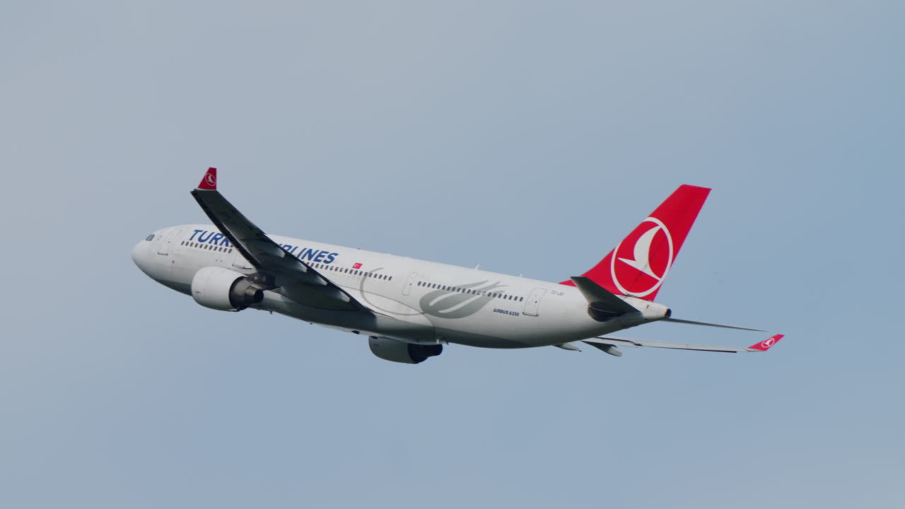 Aereo Airbus A330 di Turkish Airlines in volo in cielo sereno