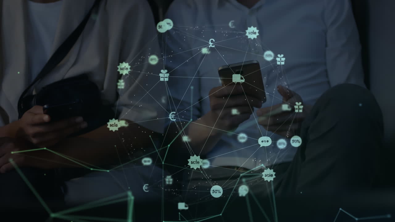 la animación compuesta digital muestra la creación de redes globales entre los usuarios de teléfonos inteligentes.