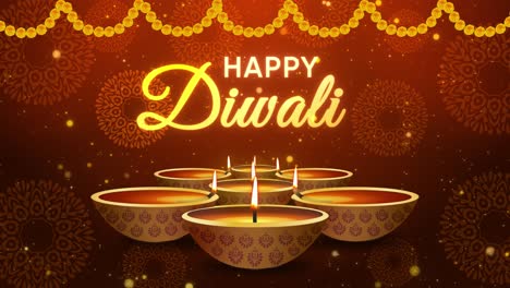 4k loop happy diwali indian religious festival diwali oil lamp animation with warm bokeh background