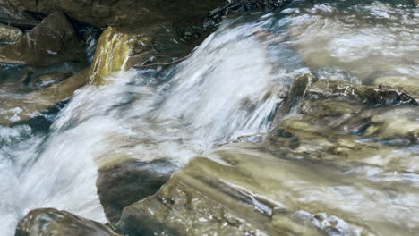 Creek-on-stone-landscape.-Mountain-rock-creek-macro.-Closeup-transparent-stream