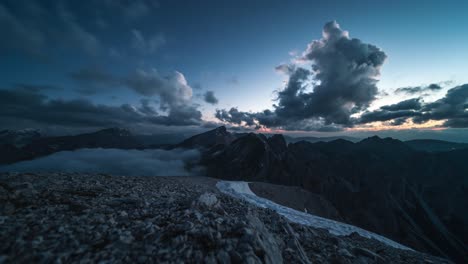 timelapse in the dolomites during sunset