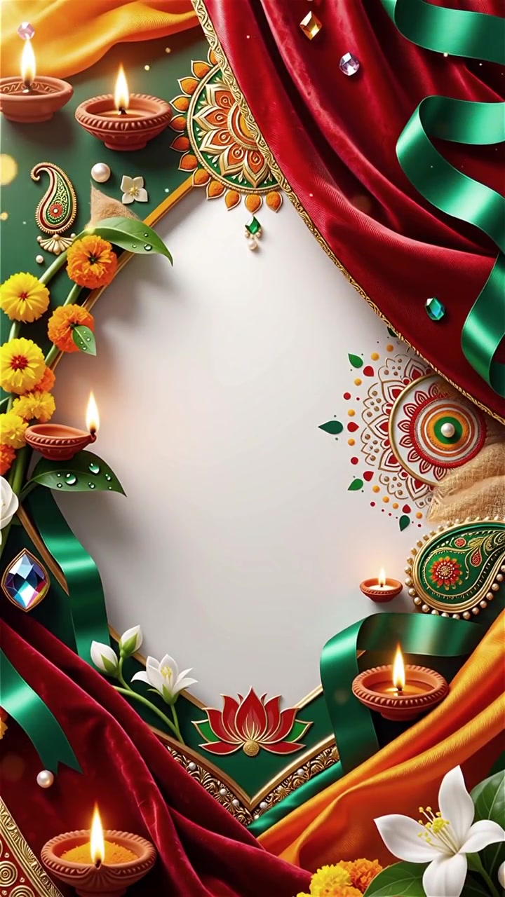 Sfondo del Festival Diwali con lanterne e decorazioni tradizionali Diyas.