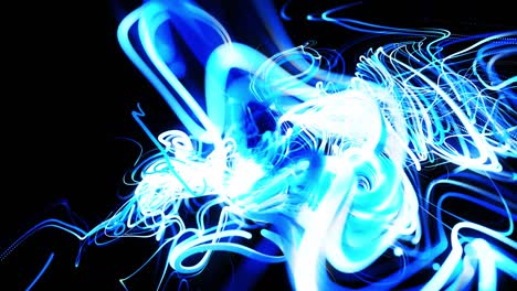 fast lines of light streaks. stream of particles forms curled blue lines like glow light trails, lines form swirling pattern like curle noise. abstract 3d animation as bright creative festive bg