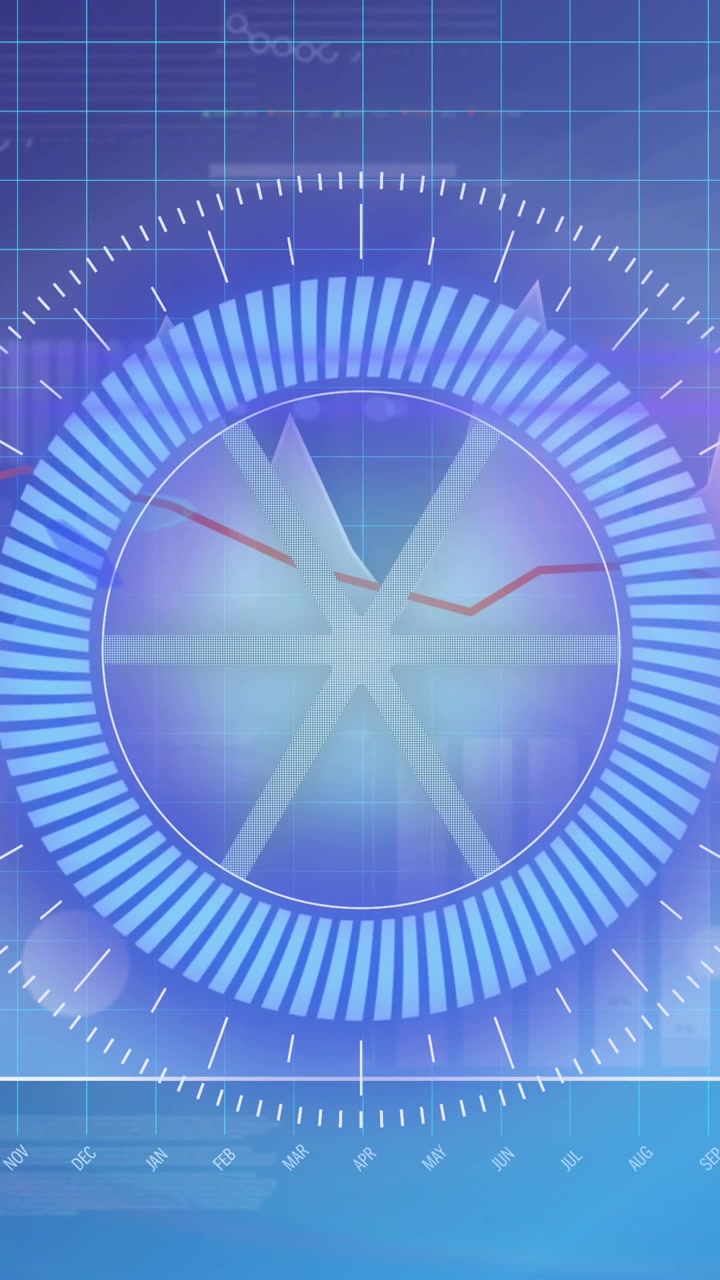 Animation of processing circle and light on scientific graph and data