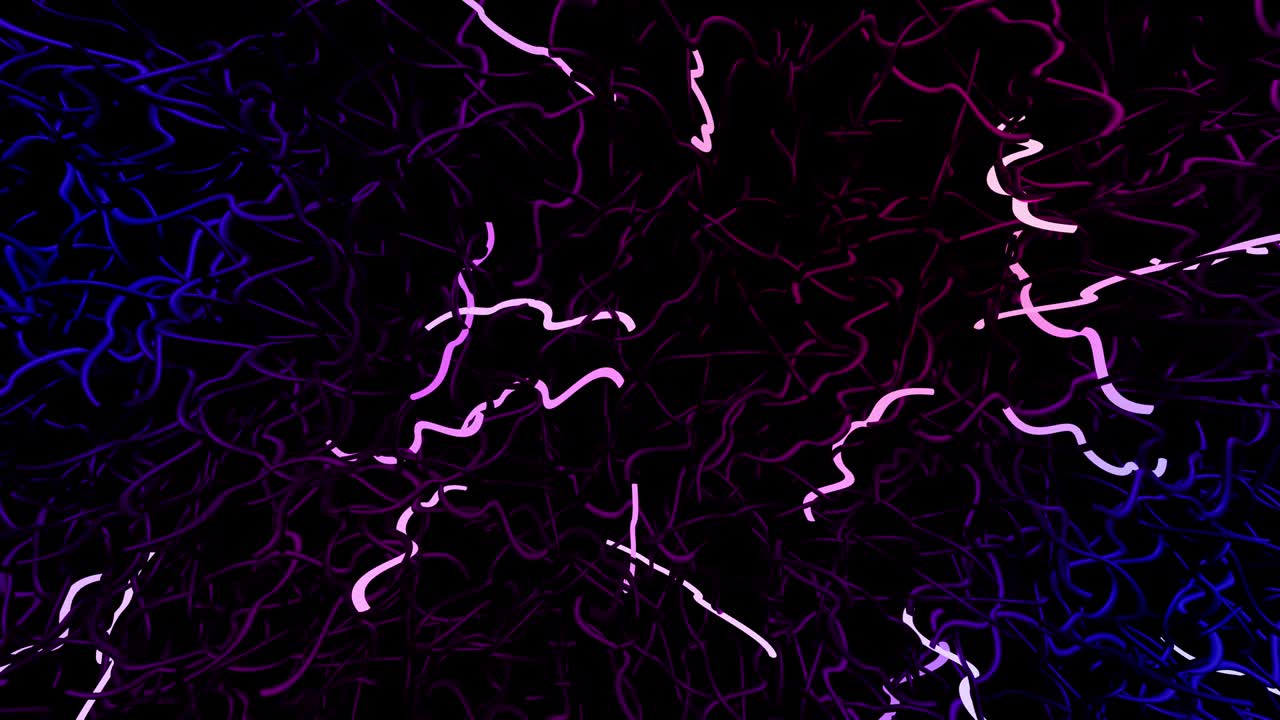 3d abstract looped background with neon light, multicolored flashes of light bulbs of unusual shapes. Curved lines flash bright. VJ loop motion design bg. blue red gradient