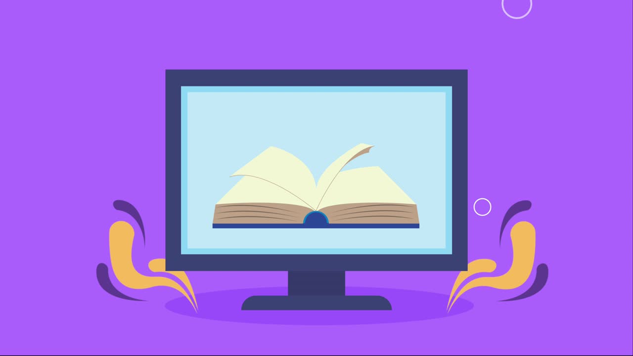 text book in desktop animation