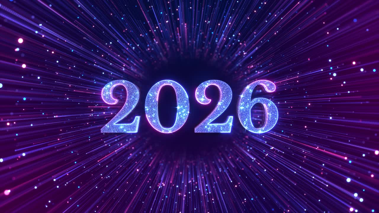 Buon anno 2026 numeri dorati decorazione natalizia coriandoli sfondo biglietto d'auguri festivo