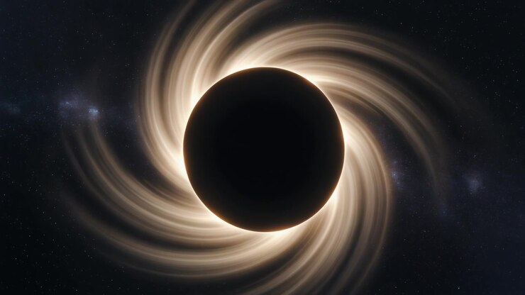 Cinematic Animation of a Rotating Black Hole in Deep Space