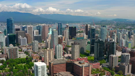 aerial view of west end skyline with high-rise buildings and skyscrapers at daytime in vancouver, canada