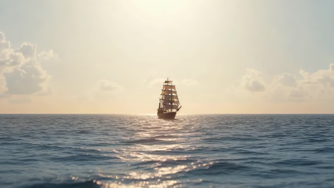 Sailboat on the Ocean at Sunset