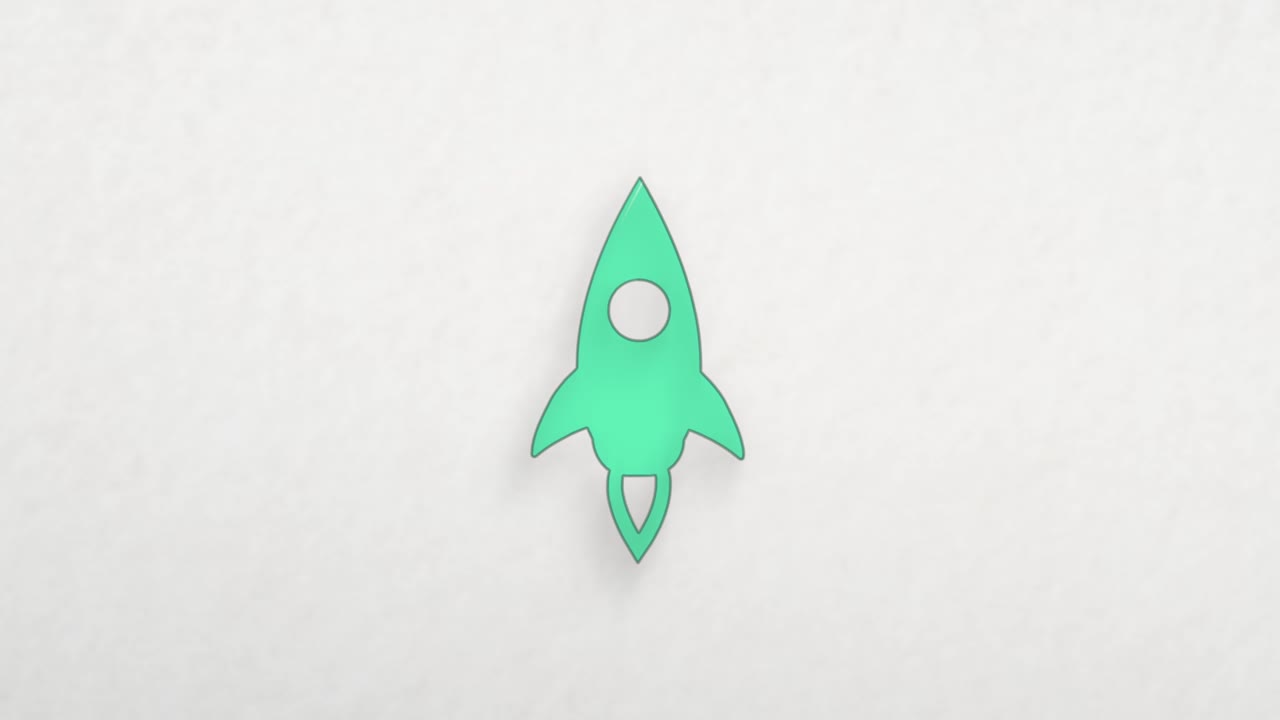 icono de la nave cohete con efecto de dibujo a color. animación de dibujos dibujados. 4k