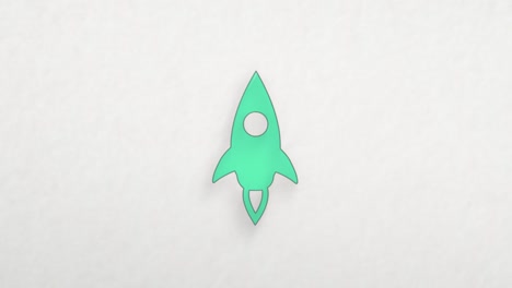 icono de la nave cohete con efecto de dibujo a color. animación de dibujos dibujados. 4k