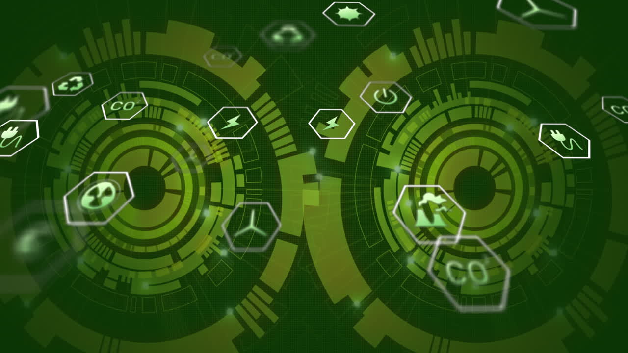 범위 스피닝 위의 디지털 아이콘의 애니메이션