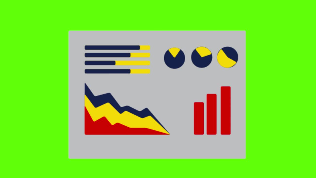 animation of a statistic data infographics on a green screen background