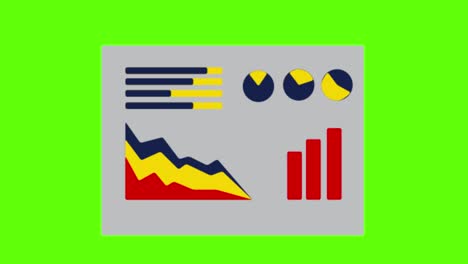 animación de una infografía de datos estadísticos en un fondo de pantalla verde