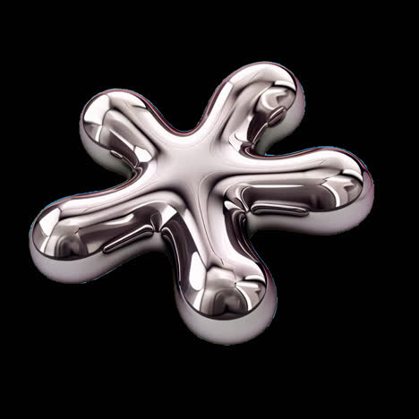 abstract shiny metallic sculpture animation isolated asset, transparent 4k video, alpha channel