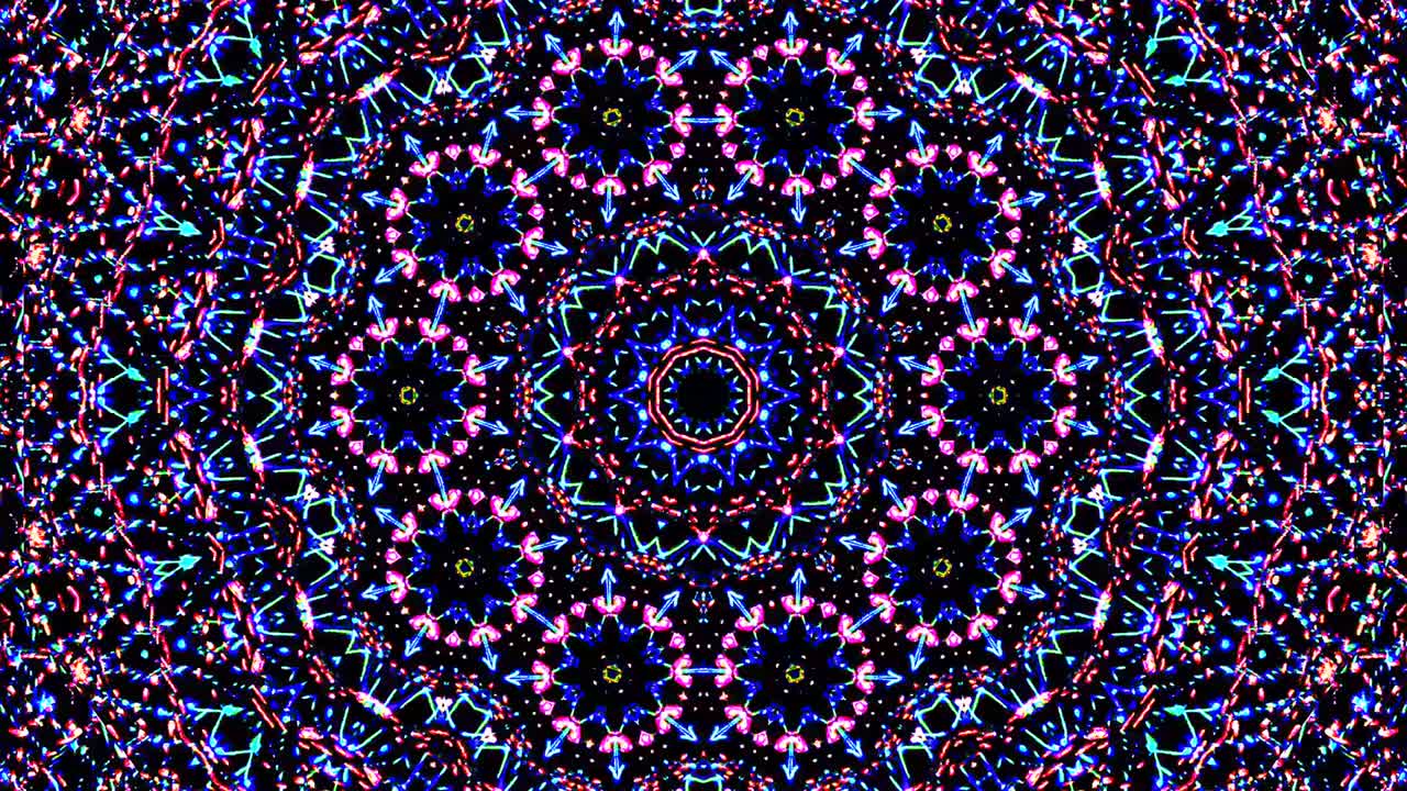 hermoso caleidoscopio abstracto que brilla, una luz radiante que regula los movimientos sutiles