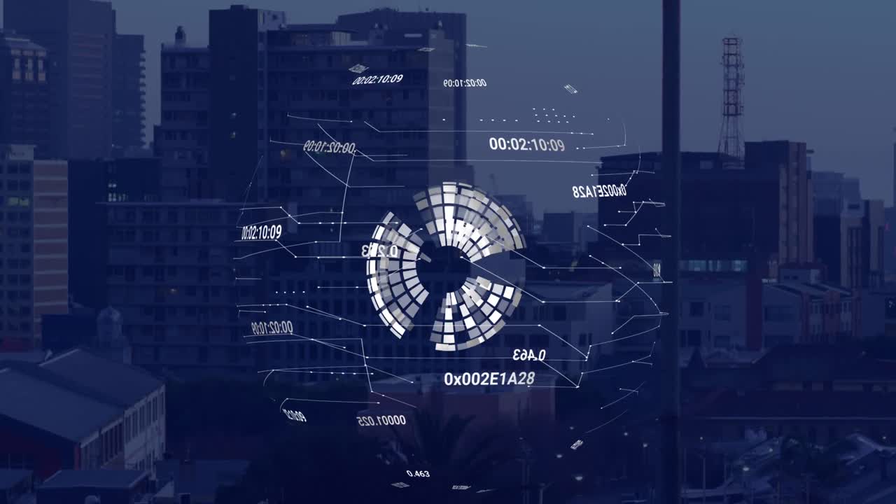 animación de globos sobre el paisaje urbano