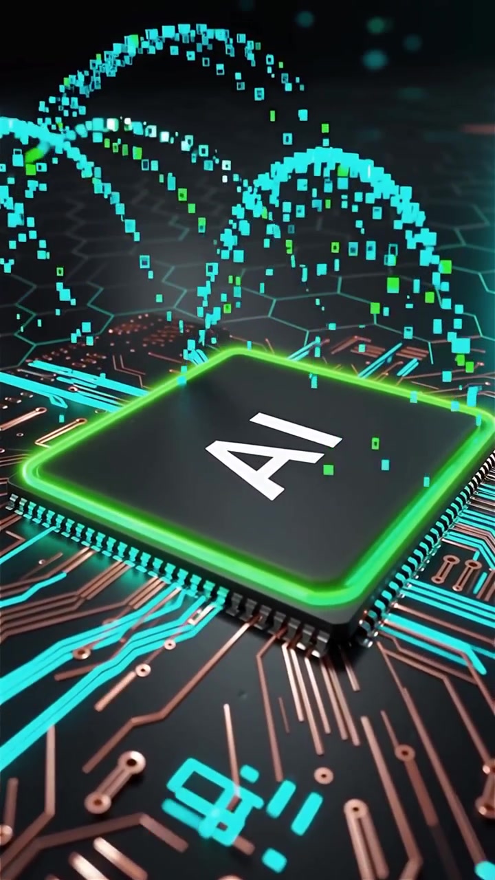Futuristic AI Chip Motherboard Technology Background