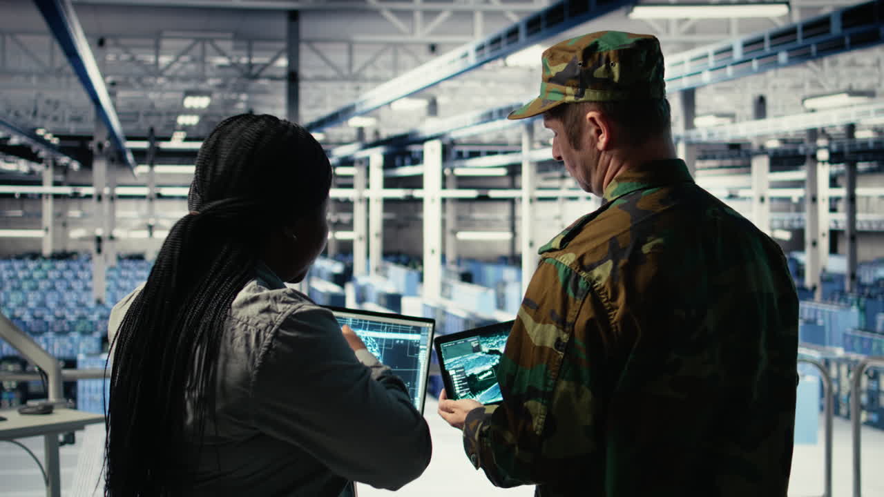 Army Commander And Software Developer In Data Center Use Ai Radar System