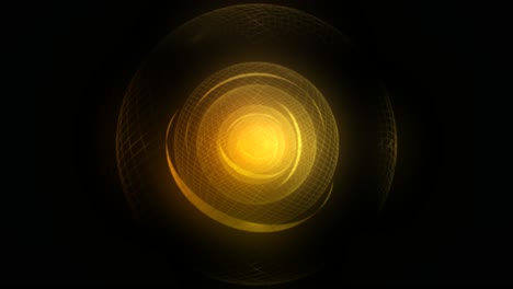 abstract rotating gold 3d wireframe spheres