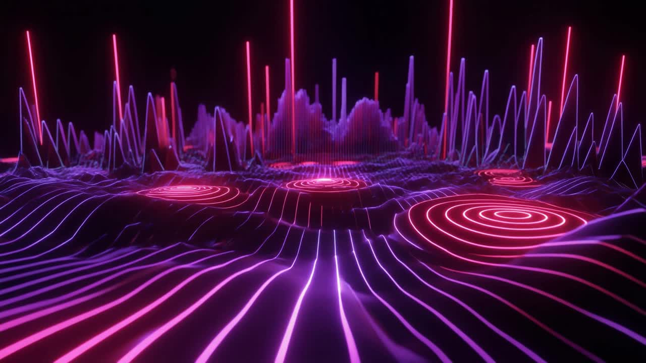 Dynamic Abstract Technology Background with Glowing Equalizer Bars