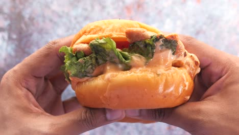 handheld chicken burger