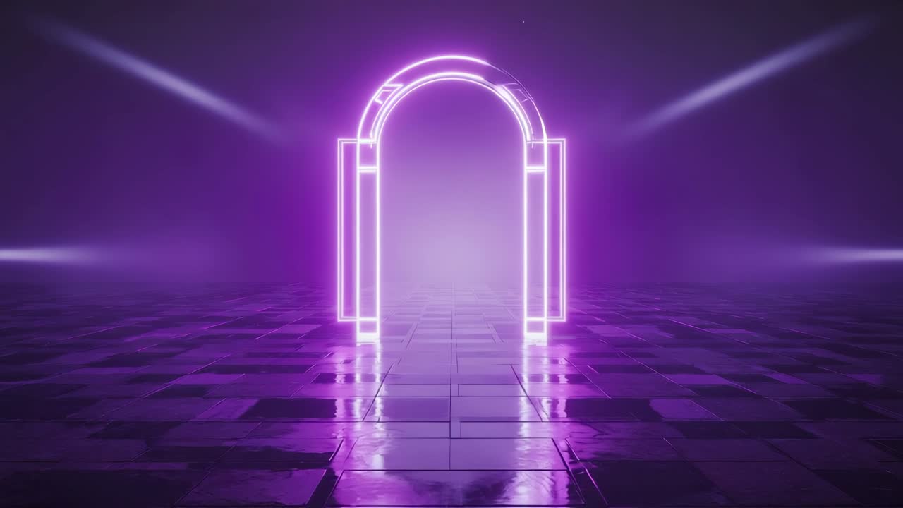 A futuristic neon portal