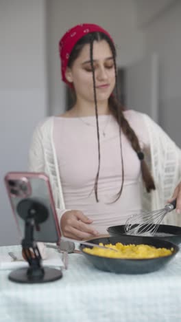 Teenage Girl Cooking Breakfast