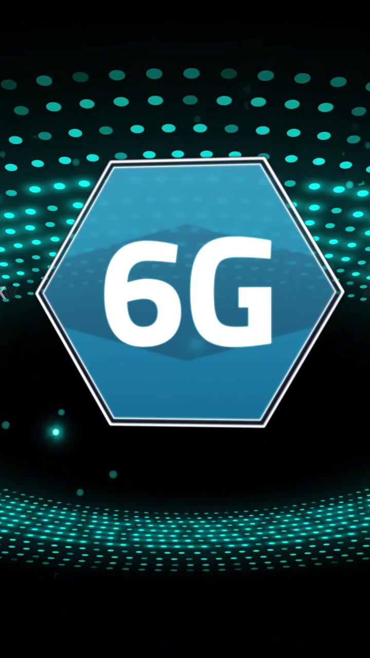 Animation of 6g with icons over light spots on black background